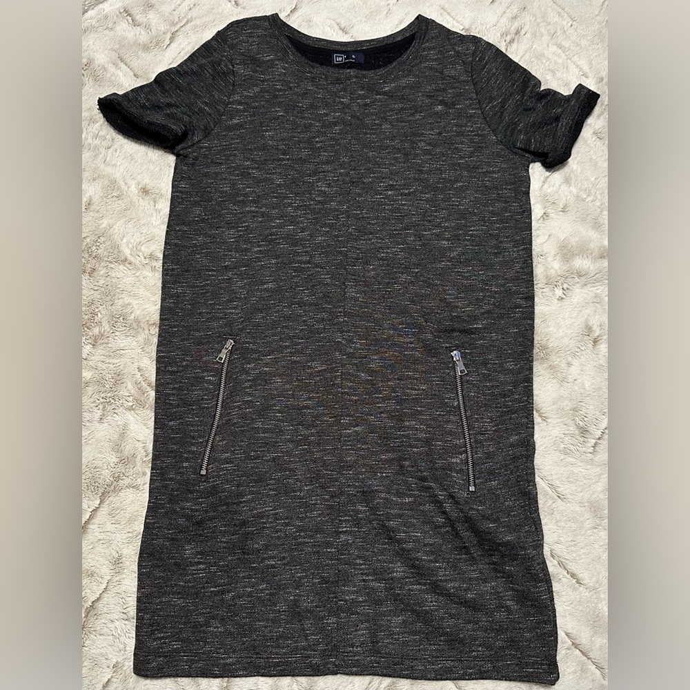 Gap French Terry Cuffed Short Sleeve Mini T-Shirt Dress Marled